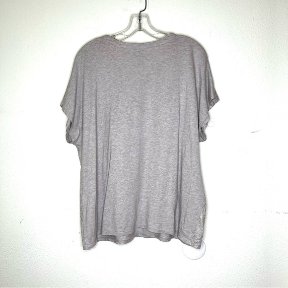 Chico's tan gold foil knit cap sleeve Henley top shirt sz 3 XL XXL - Picture 4 of 5